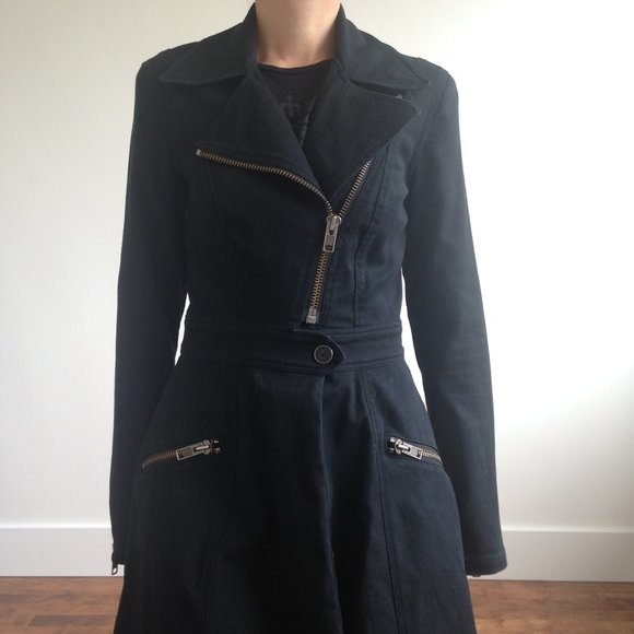 Betsey Johnson - Black Long Structured Denim Coat - Picture 6 of 12